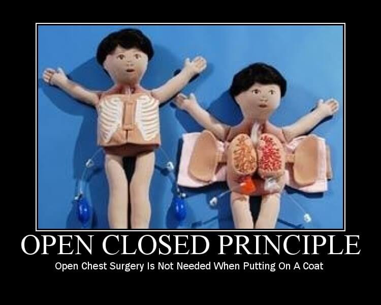Open/Closed Principle - Open chest surgery is not needed when putting on a coat
