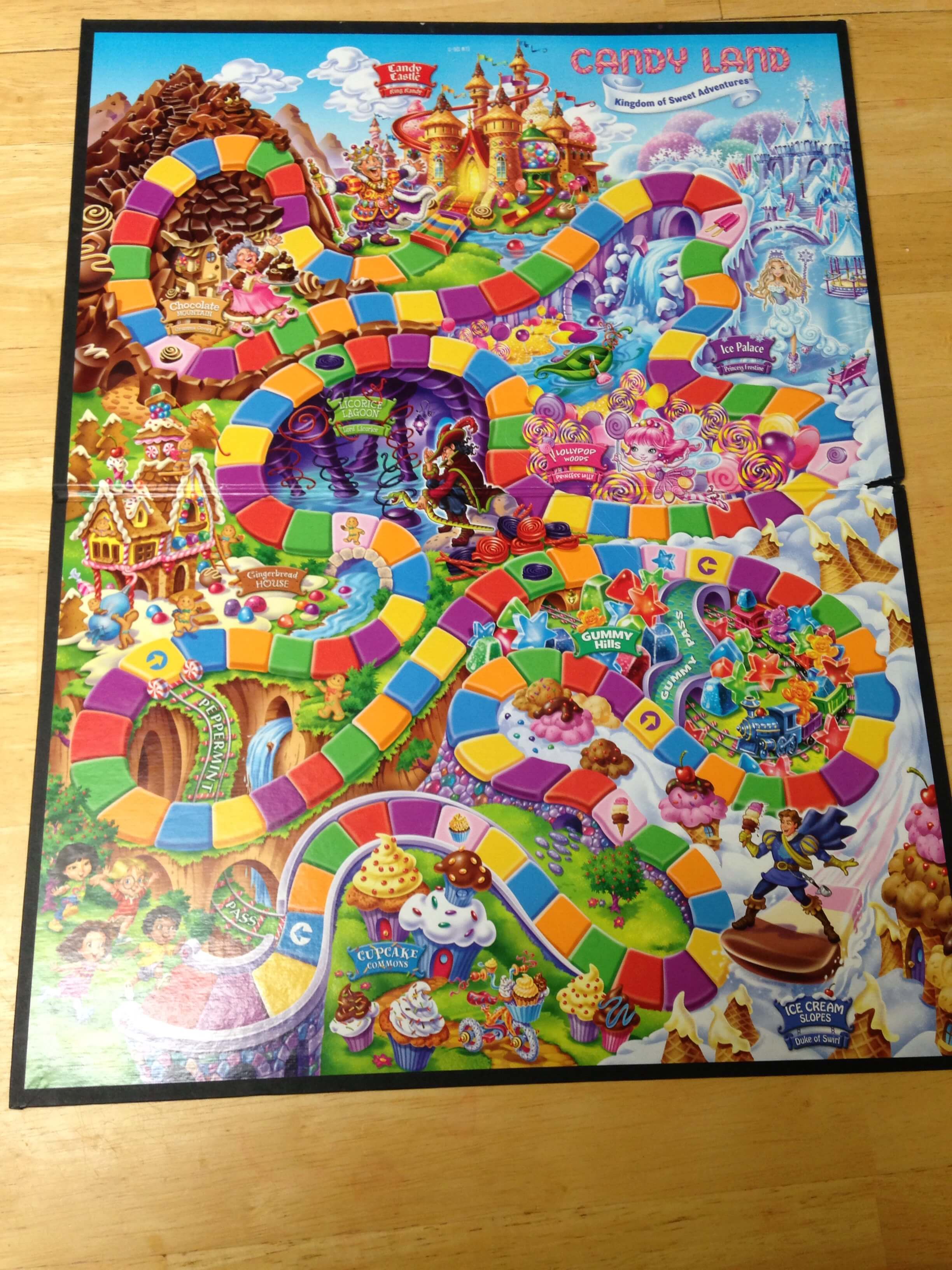 The game board for Candy Land, showing all spaces