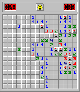 A screenshot of an active Minesweeper game