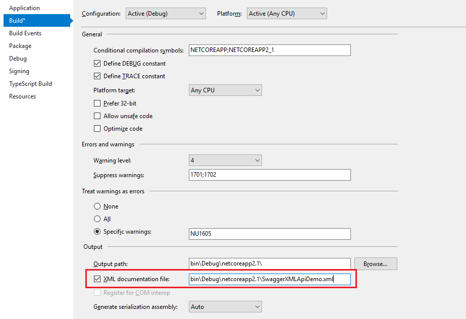 Adding Swagger to ASP.NET Core Web API using XML Documentation