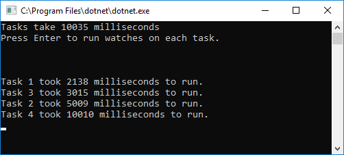 Using Stopwatch and ContinueWith to Measure Task Execution Time in C#